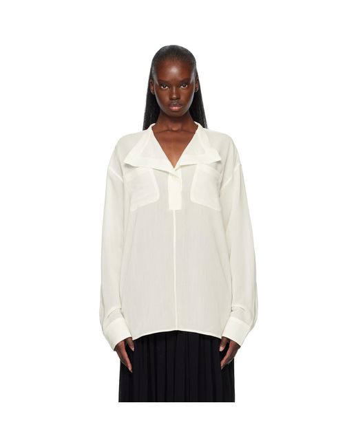 Totême White Off- Overlapping Collar Blouse