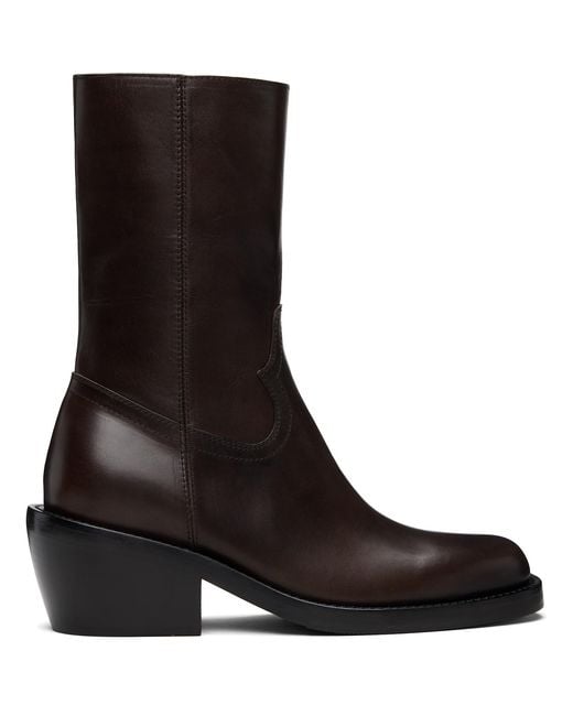 Dries Van Noten Black Leather Boots for men