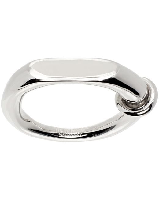 Jil Sander Black Silver Band Ring for men
