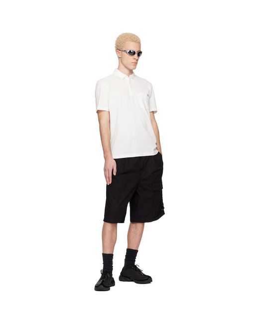 C P Company White Stretch Piquet Short Sleeve Polo for men
