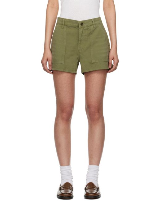Re/done Green Military Mini Shorts