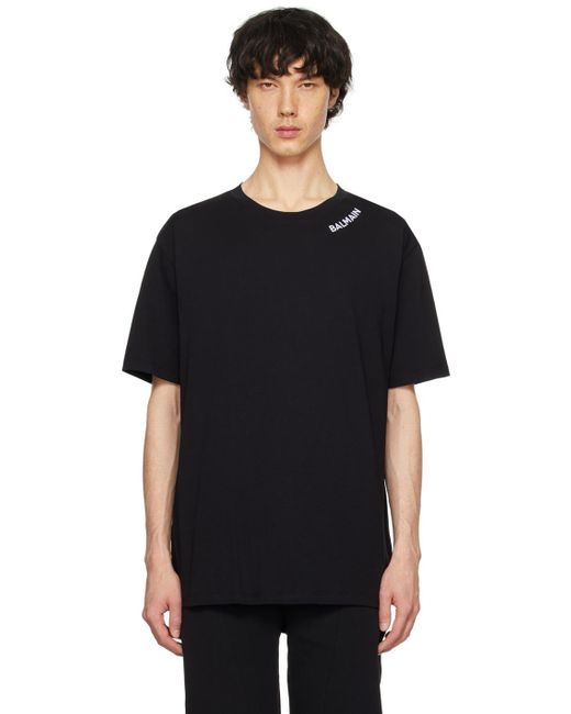 Balmain Black Embroide T-shirt for men