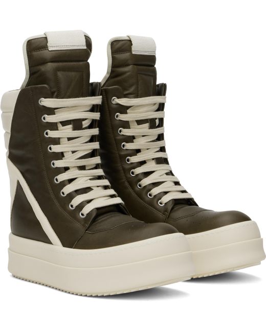 Rick Owens Brown Khaki & Off- Porterville Mega Geobasket Sneakers for men