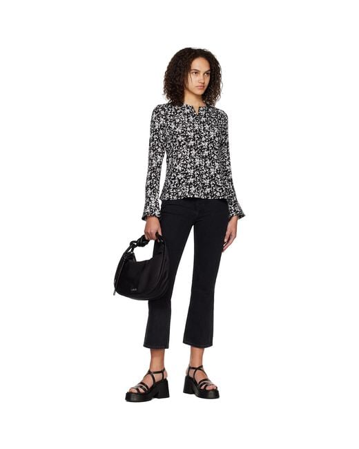 Ganni Black & White Floral Blouse