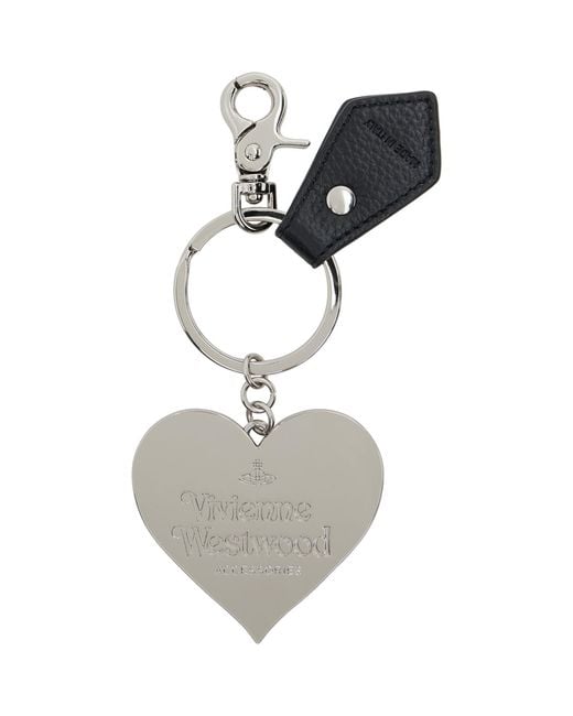 Vivienne Westwood Black Mirror Heart Orb Keychain for men