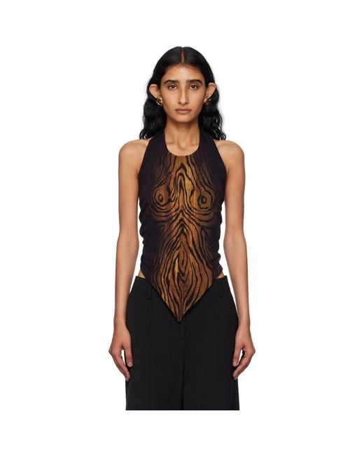 Jean Paul Gaultier Black Scarf Printed Wood Top
