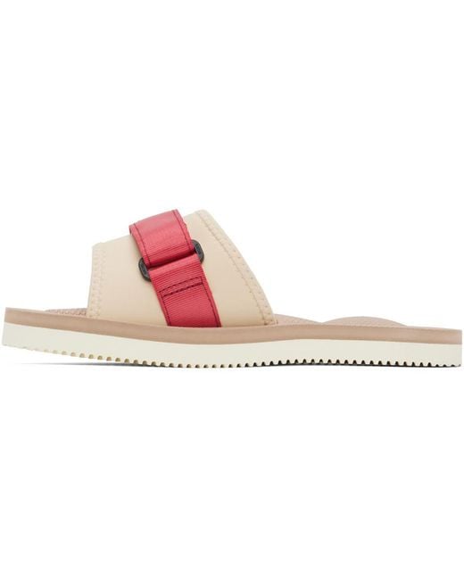 Suicoke Black Red & Beige Padri Sandals