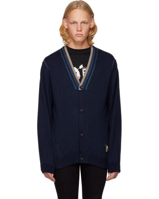 PS by Paul Smith Blue Navy Rib Cardigan for men