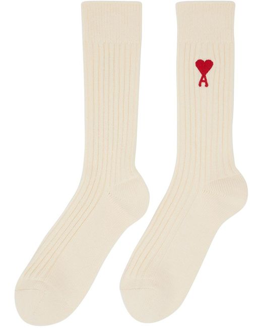 AMI Three-pack Off-white Ami De Cœur Socks for men