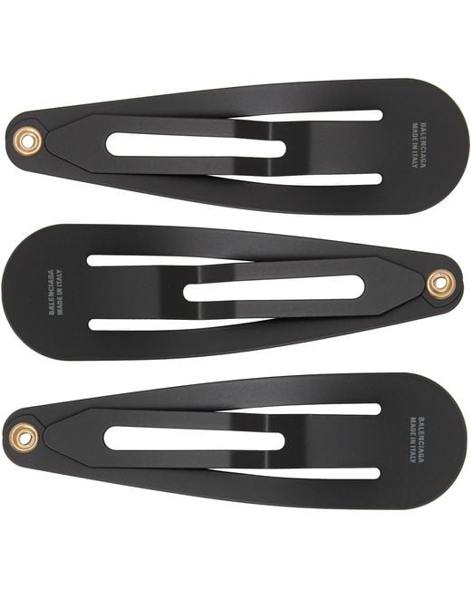 Balenciaga Black Three-Pack Hair Clips