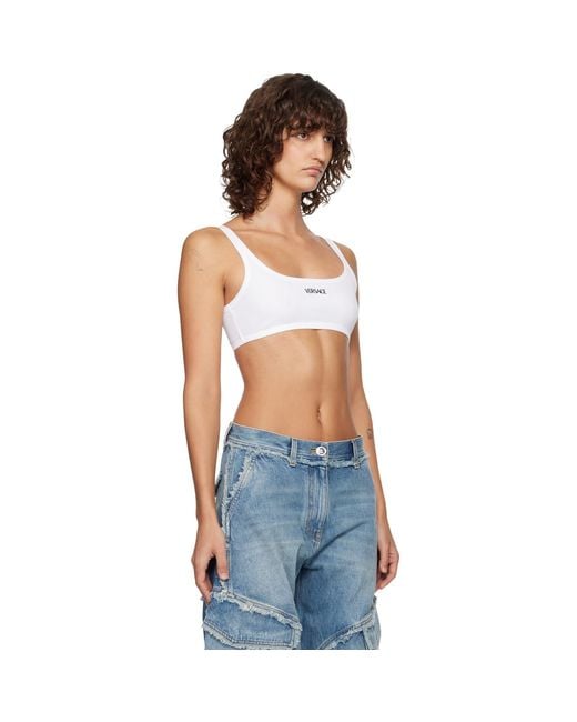Versace Blue Ribbed Cotton Bra