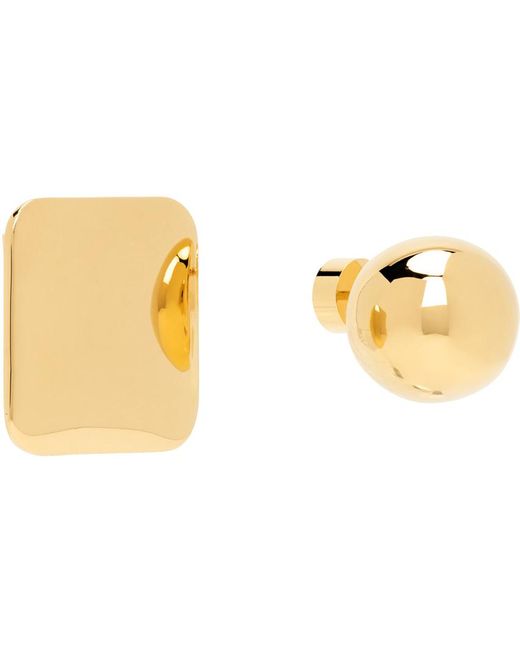 Jacquemus Yellow Les Rond Carre Brass Earrings