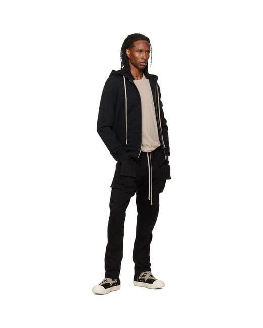 Rick Owens Black Tower Creatch Drawstring Cargo Pants for men