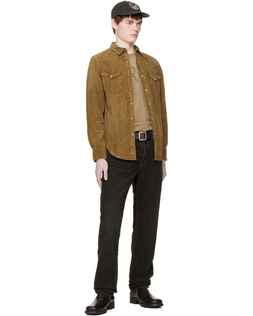 RRL メンズ ブラック スリムフィット コーデュロイパンツの通販はau