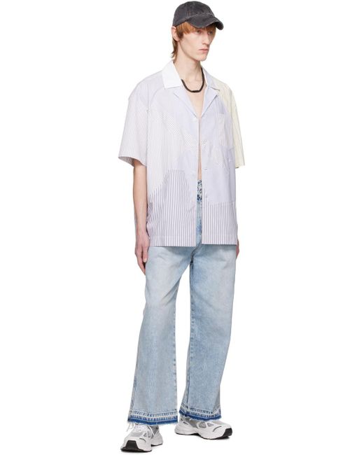 Feng Chen Wang White Multi Stripe Shirt for men
