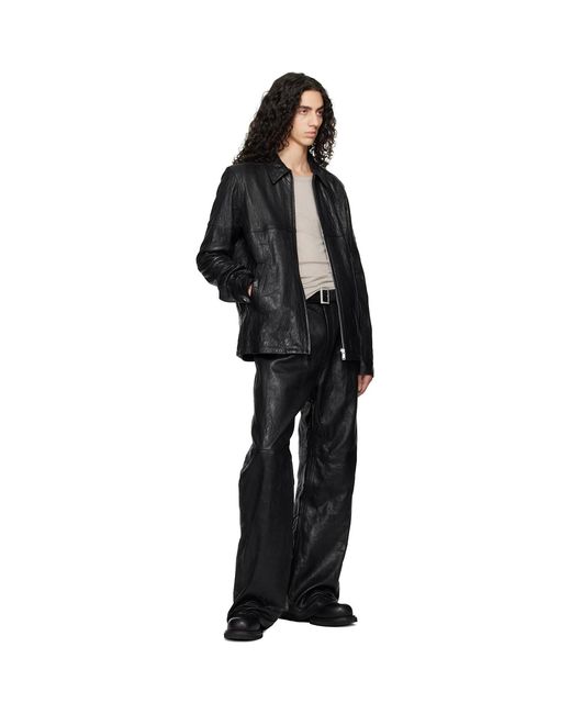 Rick Owens Black Temple Geth Leather Pants for men