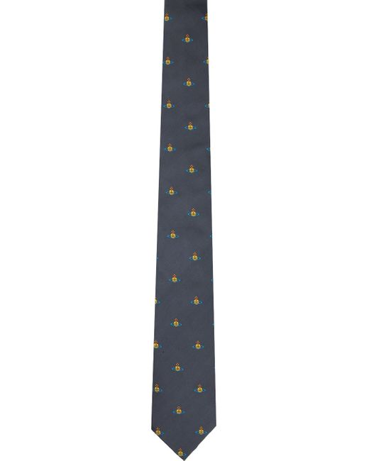 Cravate grise à motif à orbe Vivienne Westwood pour homme en coloris Black