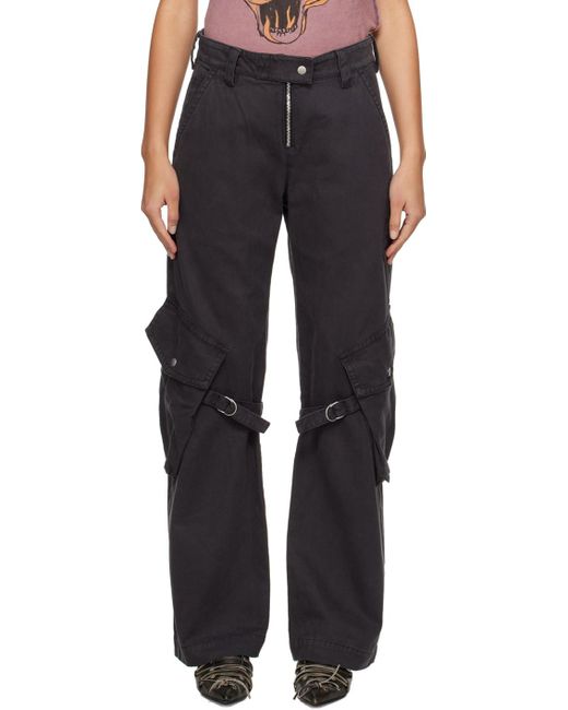 Pantalon gris à poches cargo Acne en coloris Black