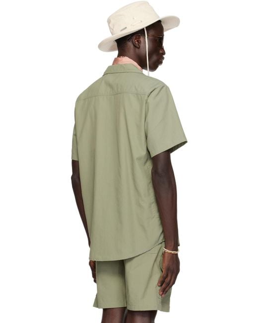 Oas Green Open Spread Collar Shirt for men