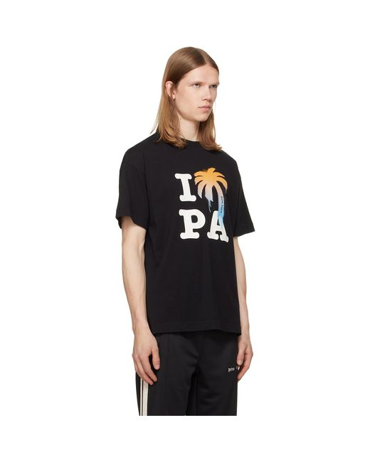 Palm Angels Black 'I Love Pa' T-Shirt for men
