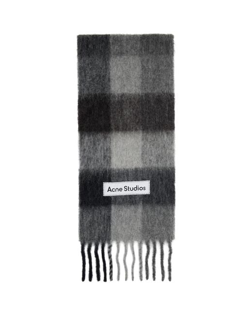 Acne Black Mohair Checked Scarf for men