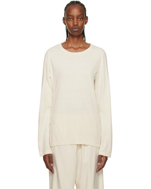 Baserange Off-white Silk Long Sleeve T-shirt | Lyst