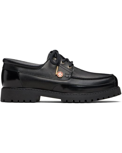 Casablanca Black Leather Boat Shoes