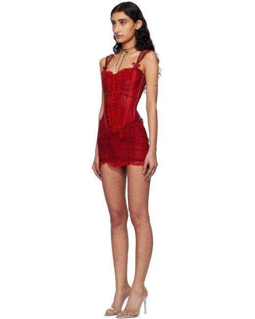Dilara Findikoglu Red Multidimension Minidress