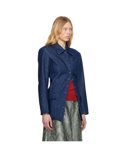 Dries Van Noten Blue Press-Stud Denim Jacket