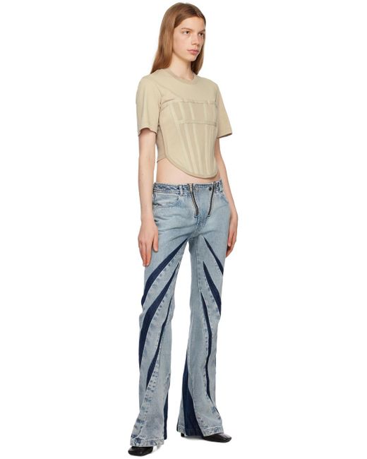 Dion Lee Blue Taupe Corset T-shirt