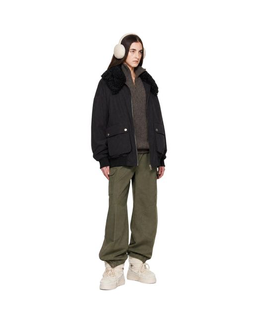 Moncler Black Waxed Cotton Lamb Down Jacket