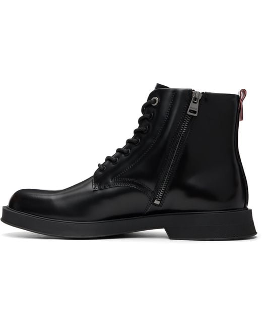 HUGO Black Leather Boots for men