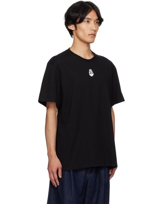 Alexander McQueen Black Flocked Skull T-Shirt for men
