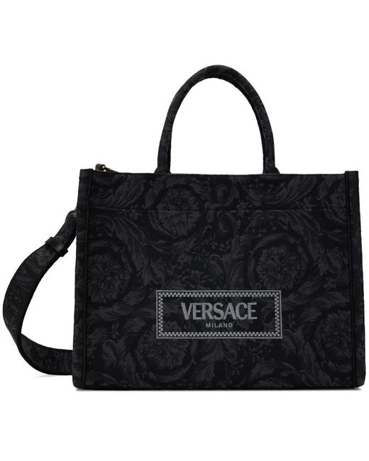 Sac noir et gris à motif barocco athena Versace en coloris Black