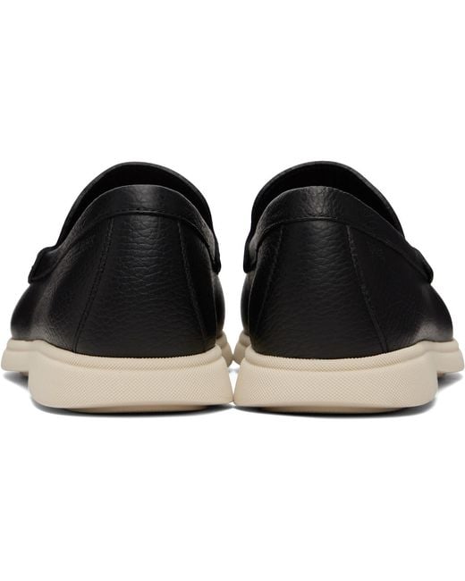Boss Black Tumbled-Leather Logo Detail Loafers for men