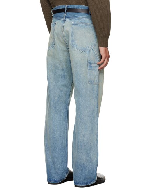 Auralee Blue Selvedge Faded Heavy Painter Jeans for men