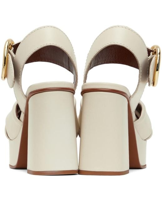 See By Chloé Metallic Off-white Lyna Heeled Sandals