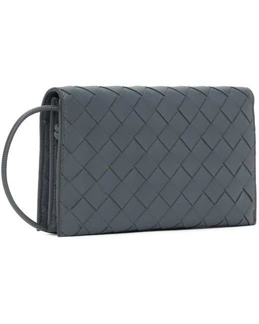 Bottega Veneta Black Gray Wallet On Strap Bag