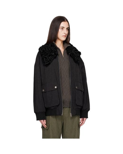 Moncler Black Waxed Cotton Lamb Down Jacket