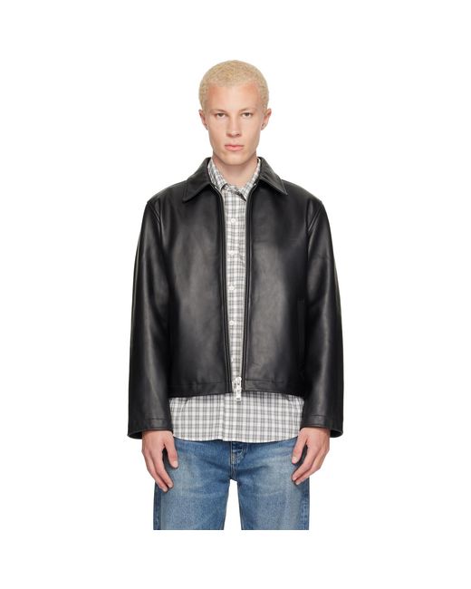 sunflower Black Short Leather Jacket for men