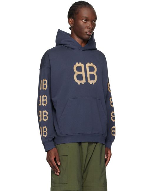 Balenciaga Blue Crypto Hoodie for men