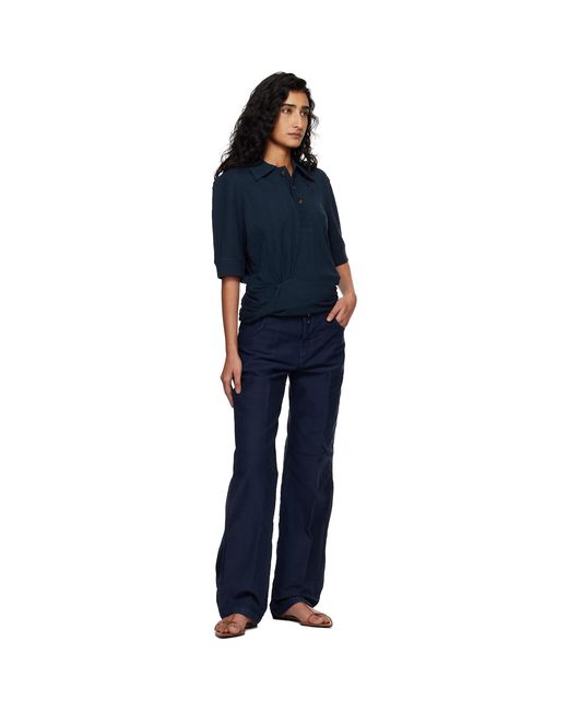 Victoria Beckham Blue Split Utility Trousers