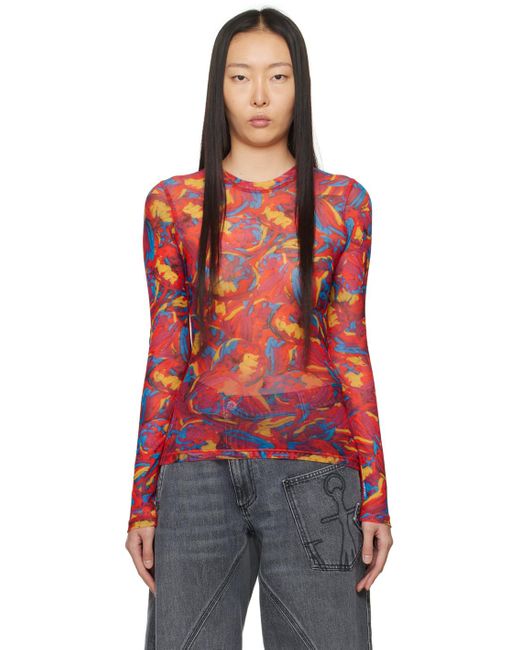 J.W. Anderson Red Printed Long Sleeve T-shirt