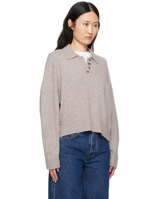 Loulou de Saison グレー Homere ニットポロシャツ Blue