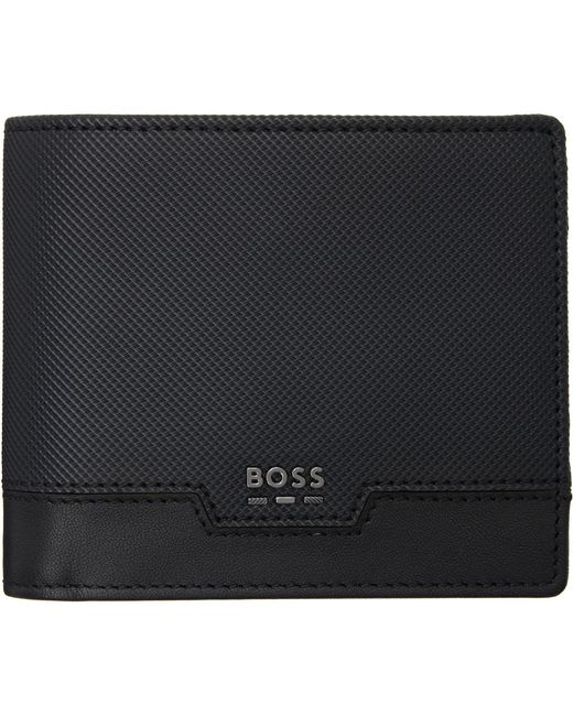 Boss Black Textured Faux-Leather Wallet for men