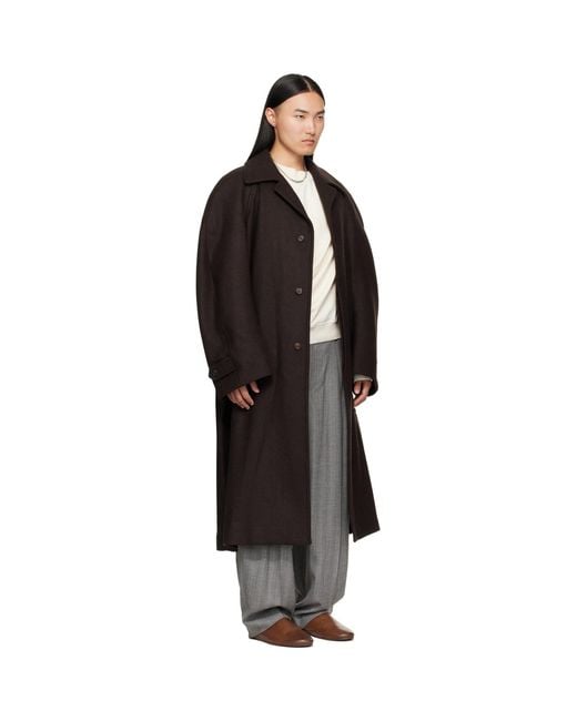 Hed Mayner Black Twill Coat for men