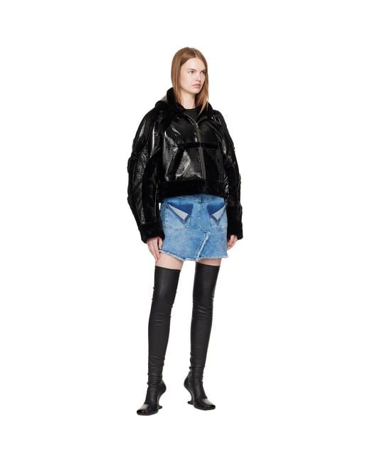 OTTOLINGER Black Fitted Multiline Faux-Fur Jacket