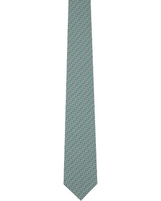 Cravate vert et bleu en soie à imprimé gancini Ferragamo pour homme en coloris Black