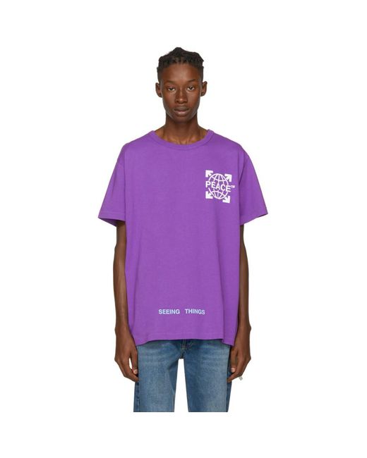 Off-White c/o Virgil Abloh Purple 'peace' Globe T-shirt for men