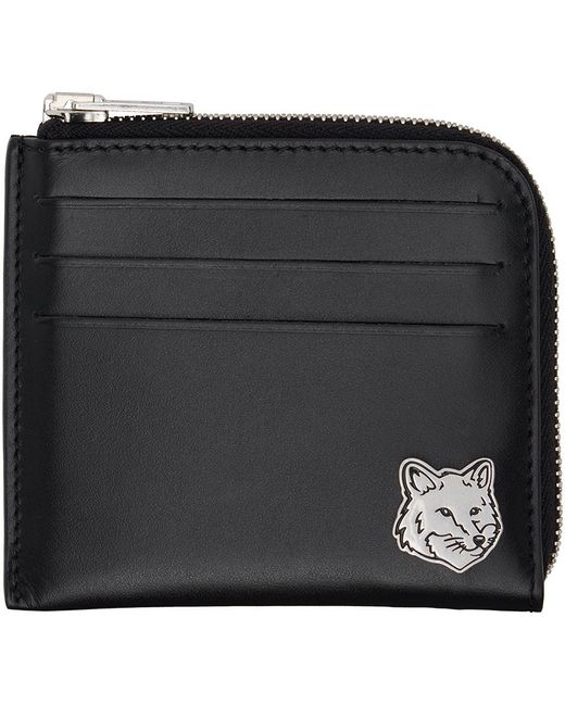 Maison Kitsuné Black Fox Head Zipped Wallet for men